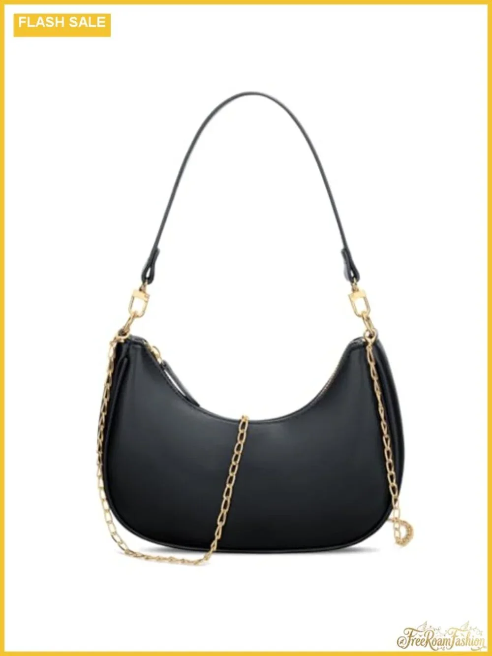 Faux Leather Crescent Hobo Bag with Detachable Chain Purse